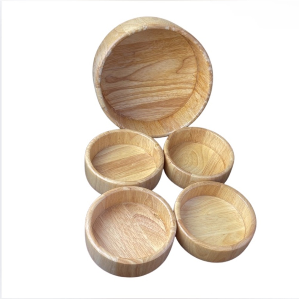 5 Piece Wooden Bowl Set - Picture 2 of 3